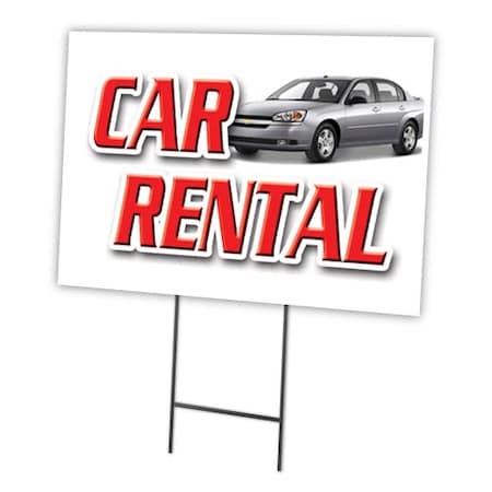 Signmission Car Rental Yard Sign & Stake outdoor plastic coroplast window, C-2436-DS-Car Rental C-2436-DS-Car Rental